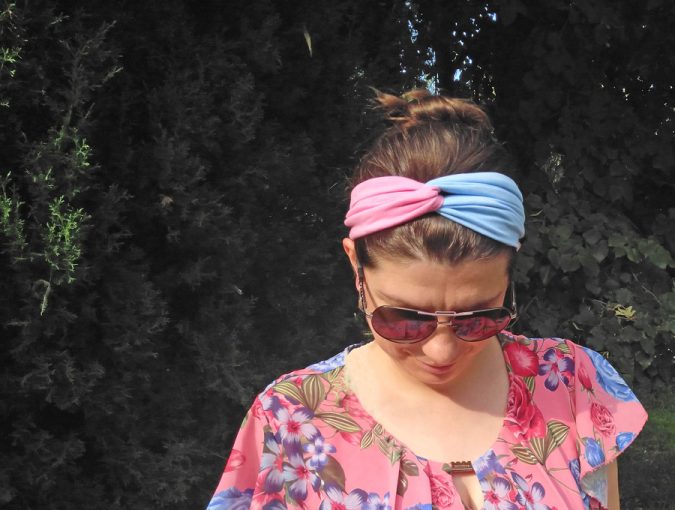 DIY turban headband on model