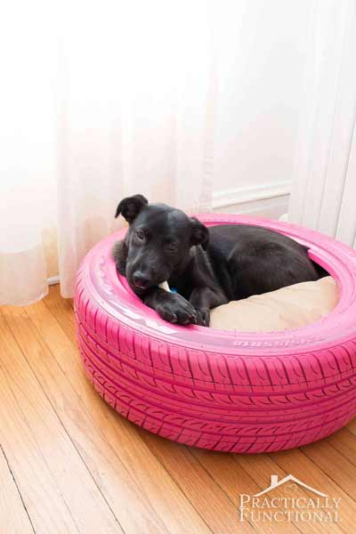 Dog bed from a recycled tire