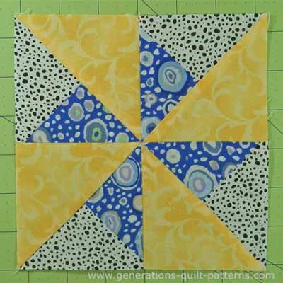 Double pinwheel easy quilt block pattern