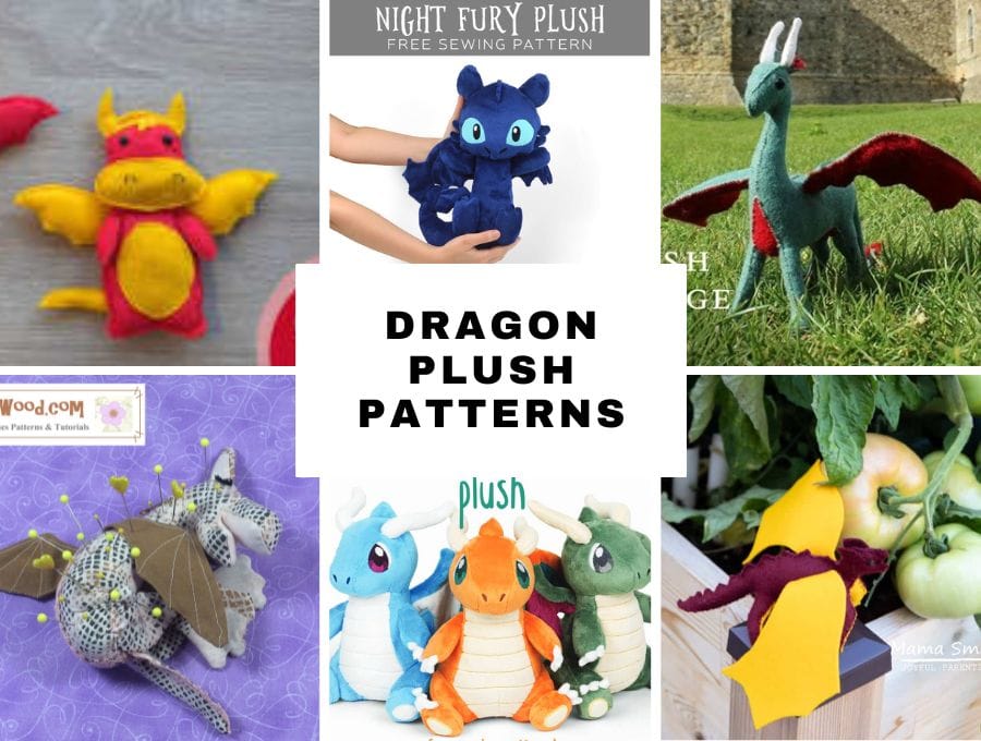 12+ Dragon Plush Patterns [FREE] ⋆ Hello Sewing