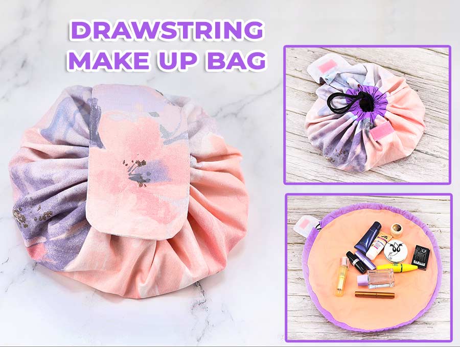 Fabric Drawstring Makeup Bag Free Sewing Pattern