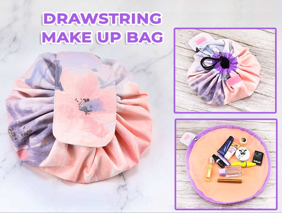 how to make makeup pouch at home with paper, DIY makeup bag