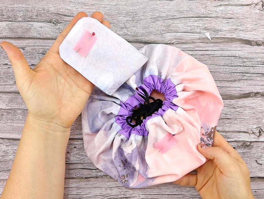 sew around the velcro piece of the homemade makeup bag