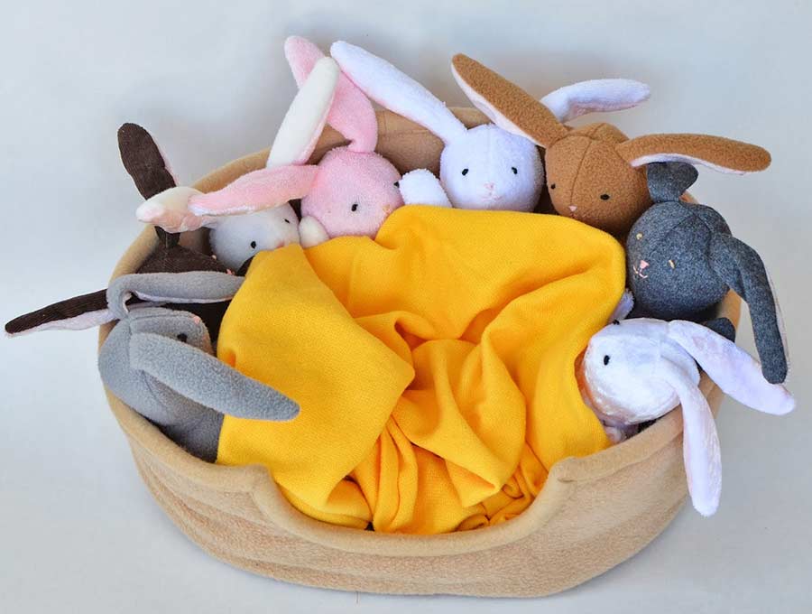 easter bunnies stuffies in a basket