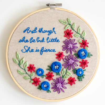 Easy Embroidery Patterns with Flowers and Writing