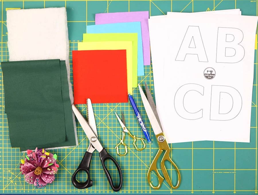 fabric alphabet letters template and supplies