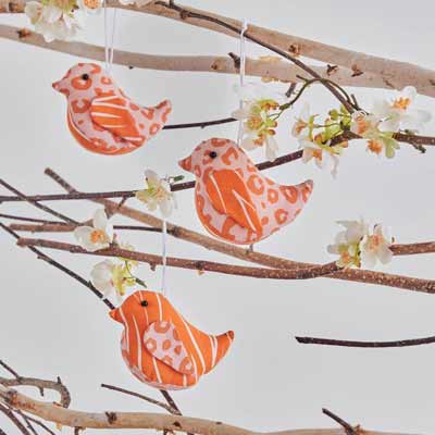 Fabric bird ornaments