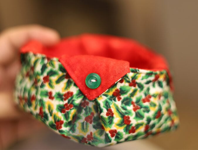 DIY fabric box with folded corners