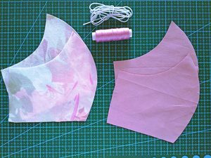 face mask pattern and supplies on the cutting mat