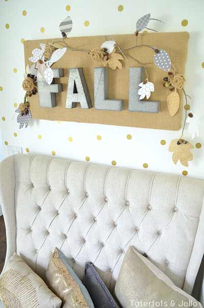 Burlap and Metal Letter Wall Hanging