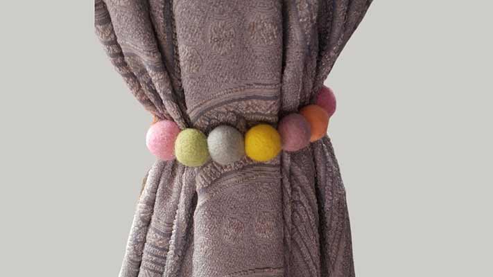 DIY stylish felt ball curtain tie backs