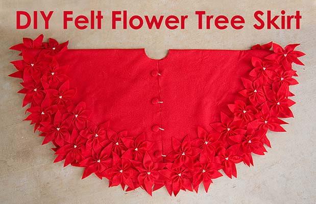 chstimas tree skirt with felt flowers