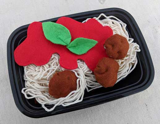 Felt spaghetti and meatballs