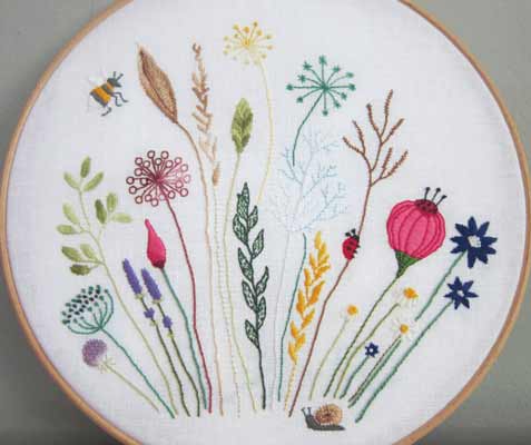 Floral meadow embroidery patterns