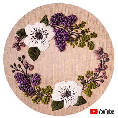 Flowers and grapes - free flower embroidery designs
