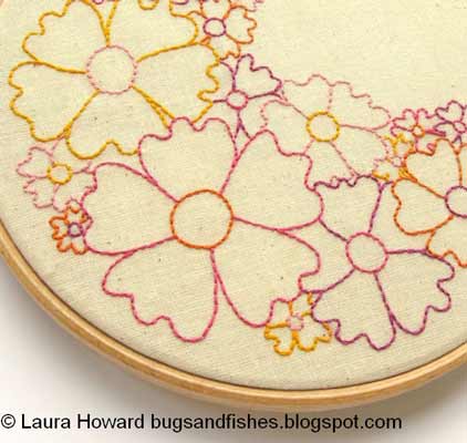 Flowers embroidery outline designs