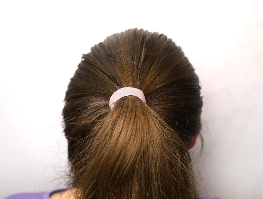 fold over elastic hair tie in use