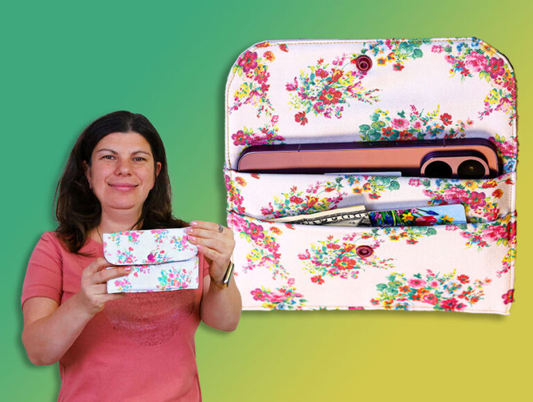 DIY Fold and Stitch Wallet // How to Make a card wallet with 2 pockets from a single piece of fabric