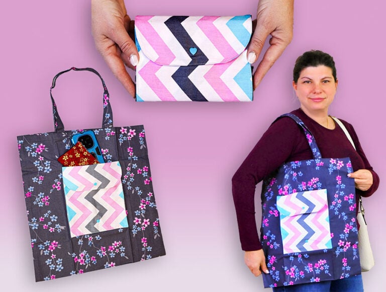 Fold and Snap Shopping Bag // 2 in 1 Bag and pouch