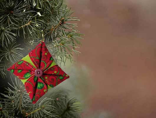 Folded fabric Christmas ornament