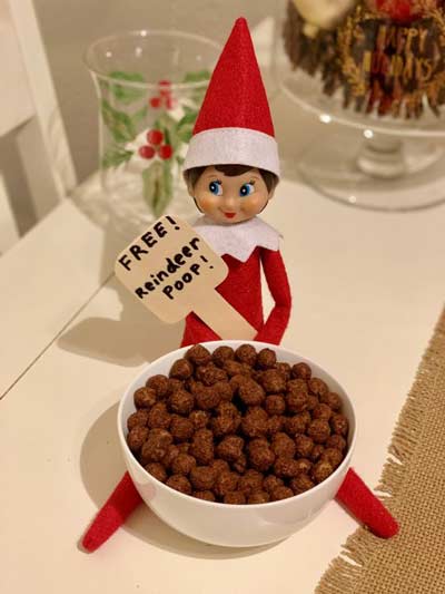 reindeer poop = easy elf on the shelf idea