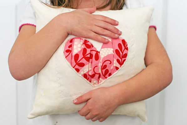 gathered heart pillow