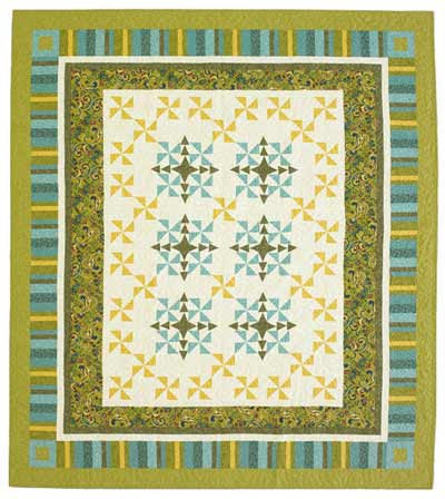 Green pinwheels quilt pattern