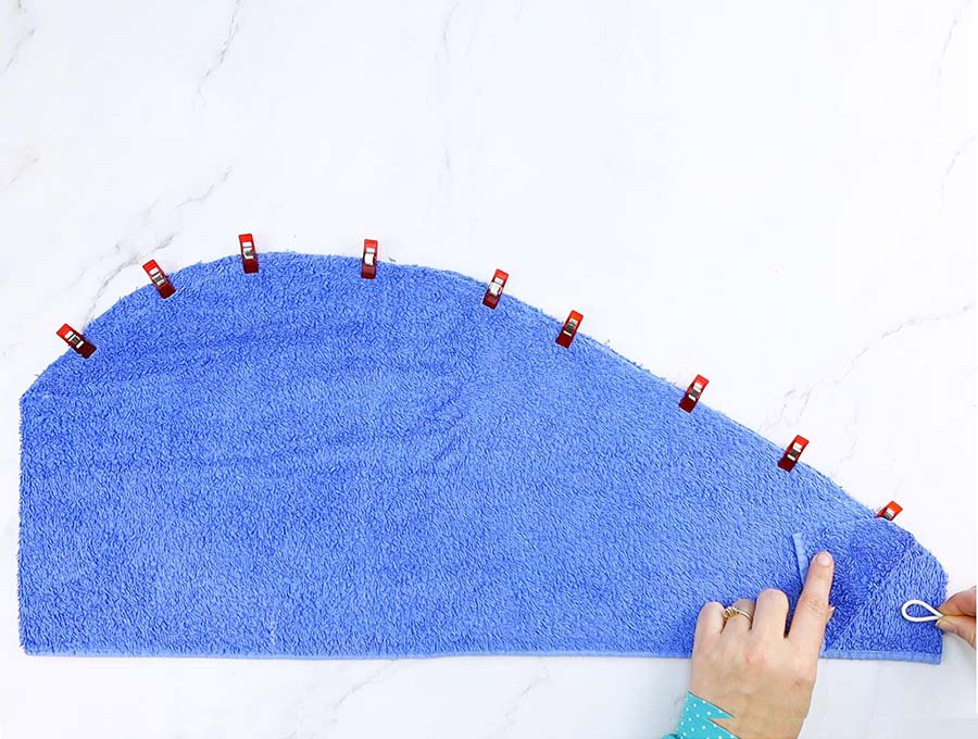 hair towel wrap diy pinned, adding elastic