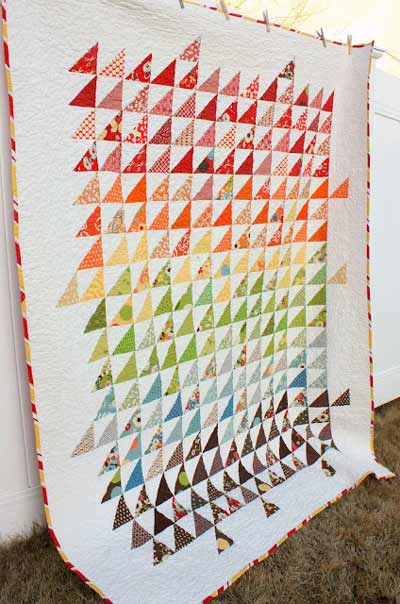 Half Square Triangle Spectrum Quilt out of 5”squares