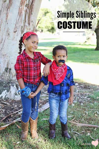 Siblings cowboy and cowgirl costume