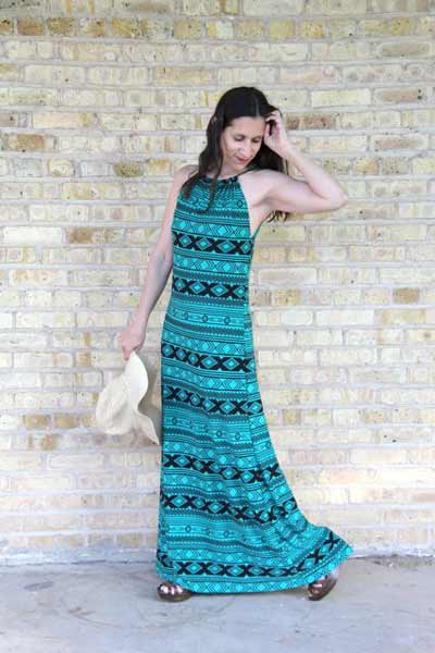 Halter maxi dress pattern using an old dress