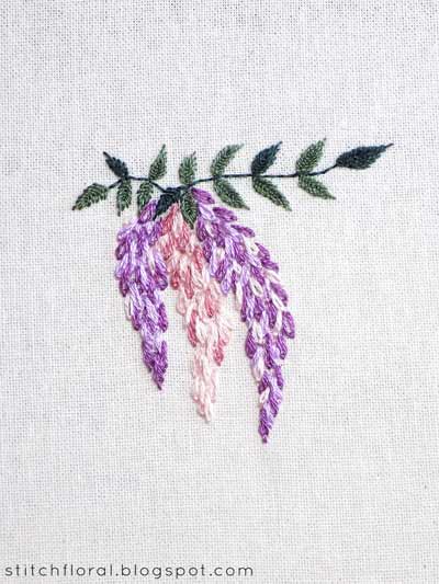 Wisteria floral embroidery