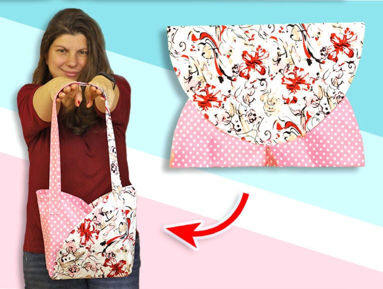DIY Handbag from 2 Fabric Circles // Easy Fabric Tote Bag