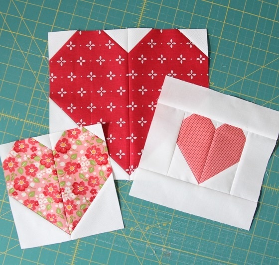 12” heart quilt block pattern