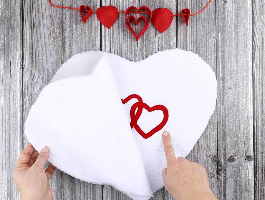 layering fabric for the heart shaped pillow
