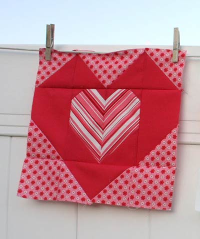 heart quilt block - a great quilting project for valentine day