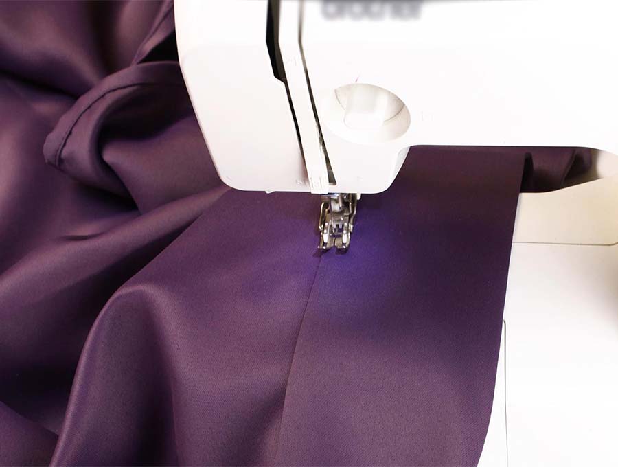 sewing hem of curtains
