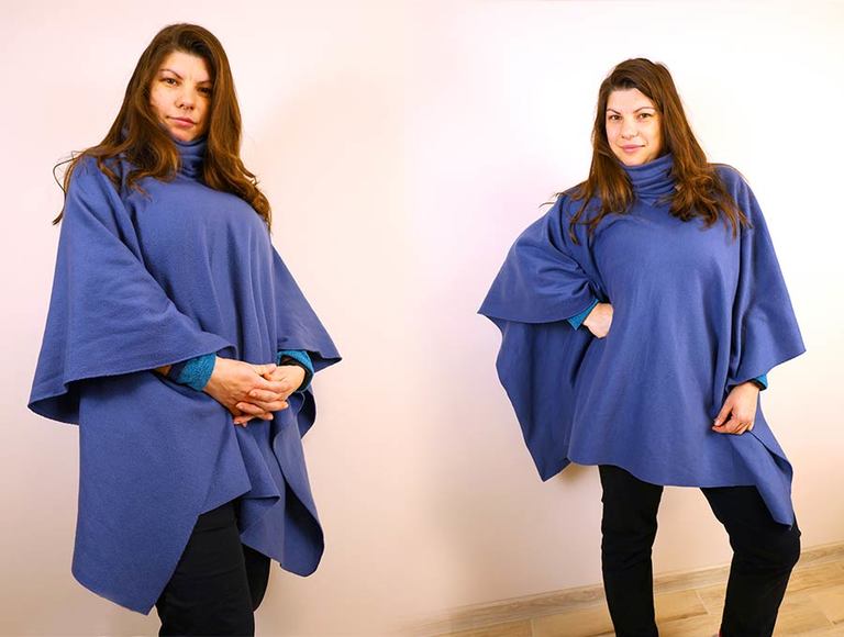 How to Make a Fleece Poncho with a Hood [Using Just 2 Seams]
