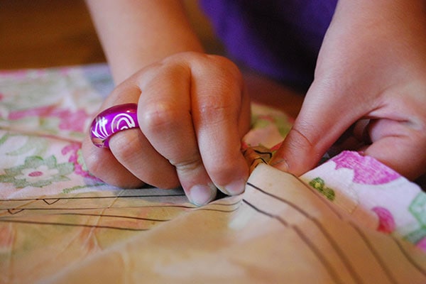 kids sewing by hand