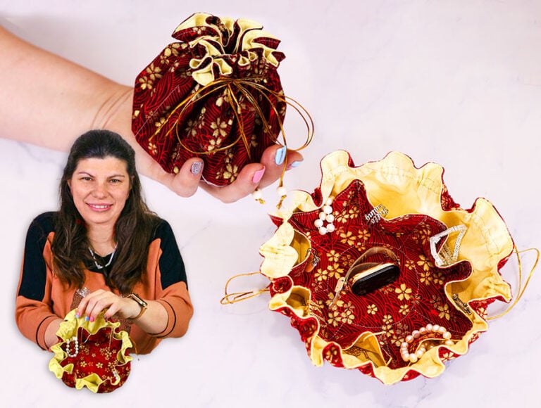 DIY Drawstring Jewelry Pouch with 8 pockets // Easy Jewelry Pouch Pattern