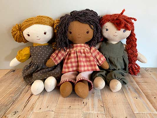 pattern with 3 versions for a sewn rag doll