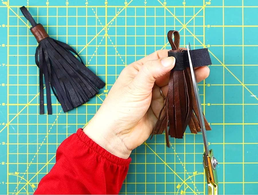 attaching the top covering to the leather tassel
