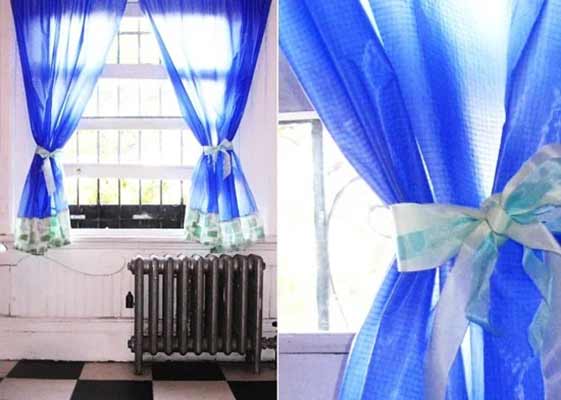 DIY curtain tie backs with ribbon