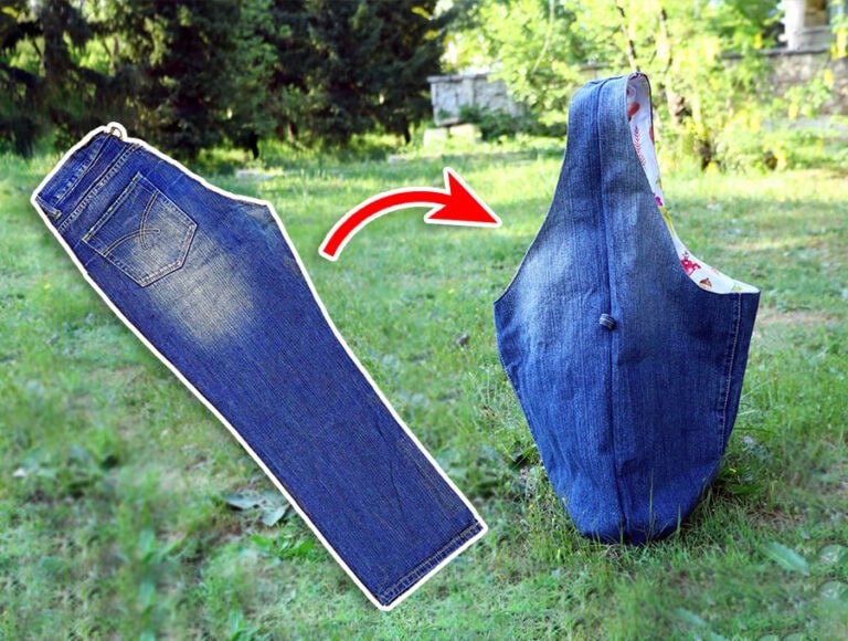 DIY Lined Denim Hobo Bag out of Old Jeans