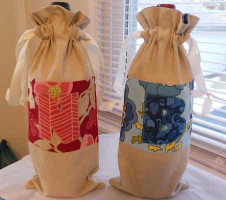 Lined drawstring wine bag TUTORIAL