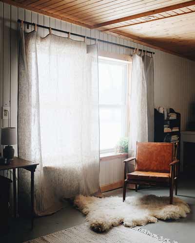 Linen and leather curtains