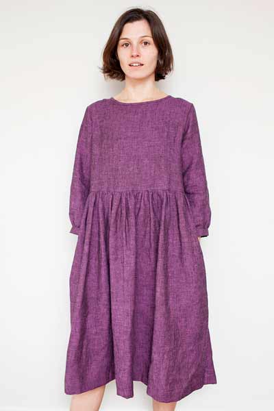 Linen Gathered Tie Back Dress