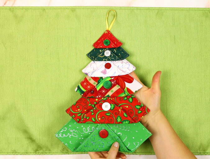 diy festive fabric christmas tree door ornament