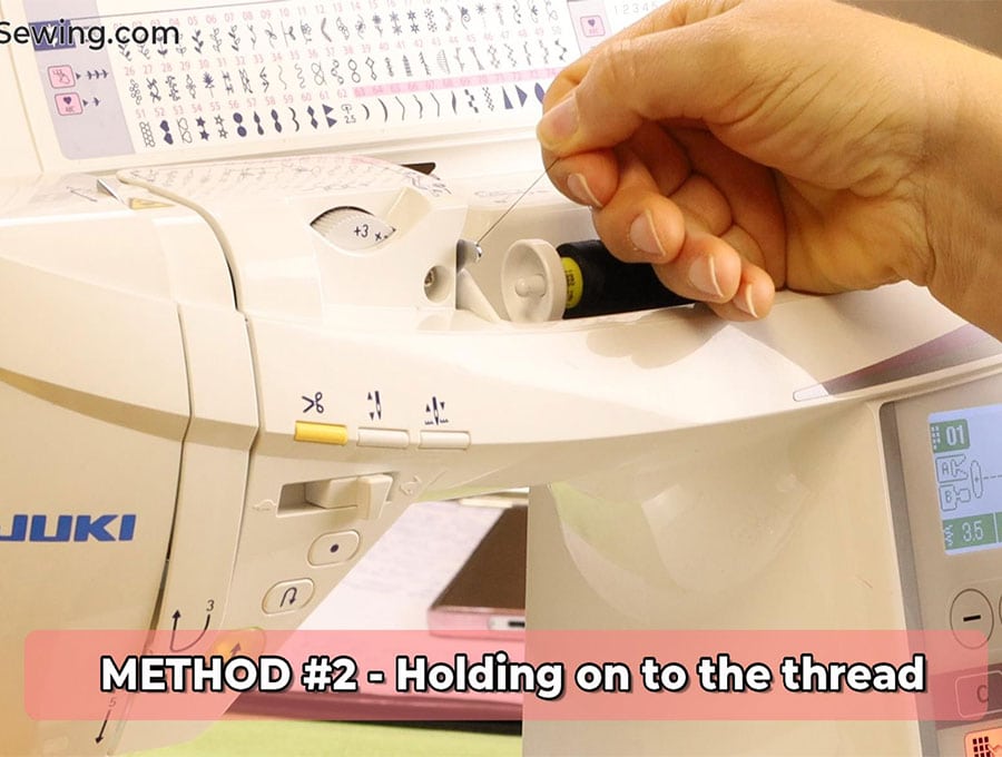 making ruffles by holding on to the thread