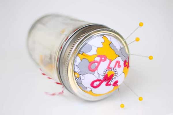 Mason Jar Pincushion with Bonus Embroidery